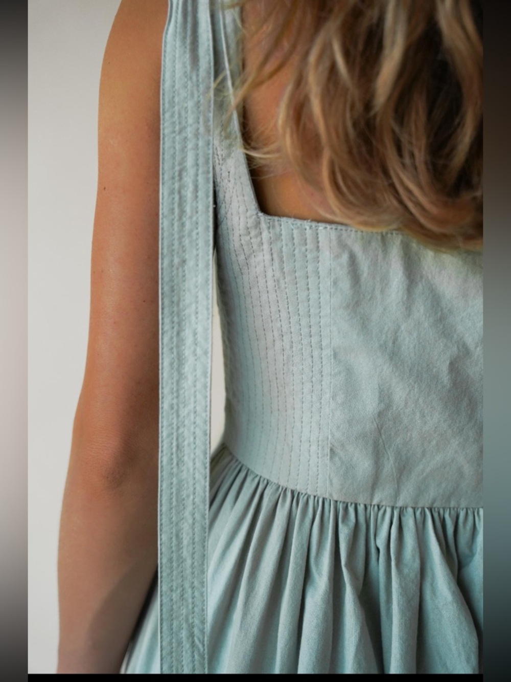 The Cozette Dress - Square-Neck Maxi Dress with Tie Straps in lightest blue. - Picture 9 of 14